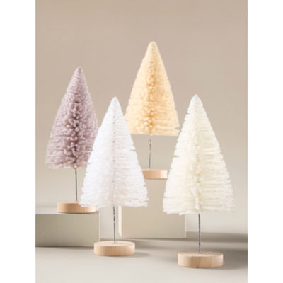 Flocked Tree Christmas Decoration - Set of 4 thumbnail 3