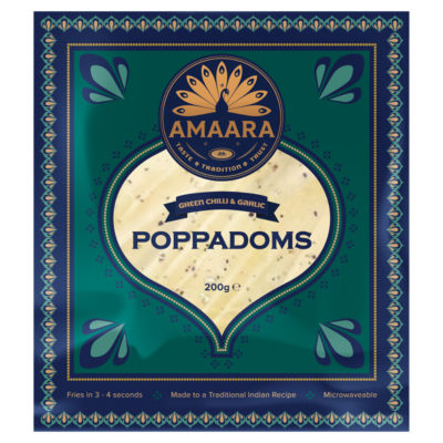 Green Chilli & Garlic Poppadoms 200g thumbnail 2