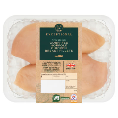 Exceptional by ASDA Corn-Fed Norfolk Chicken Breast Fillets (Typically 350g)