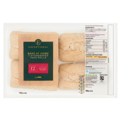 Exceptional by ASDA Stonebaked Pave Rolls 4 x 75g (300g)