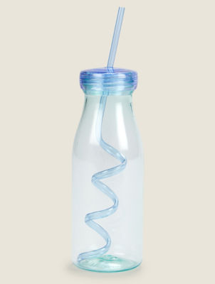 Blue Milk Bottle with Straw thumbnail 2