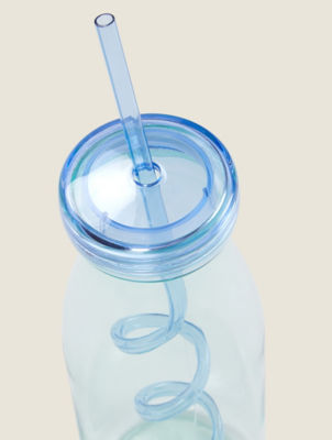 Blue Milk Bottle with Straw thumbnail 3