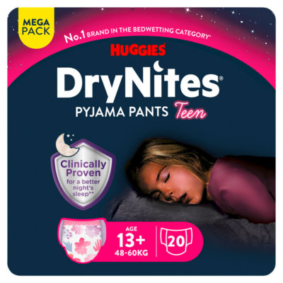 DryNites Girls Pyjama Pants for Bedwetting 13+ Yrs 48-60kg MEGA Pack 20 pants thumbnail 2