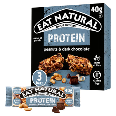 Protein Peanuts & Dark Chocolate Fruit & Nut Bars 3 x 40g