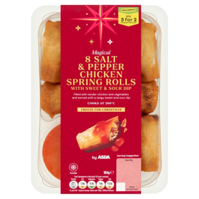 8 Magical Salt & Pepper Chicken Spring Rolls with Sweet & Sour Dip 184g thumbnail 2