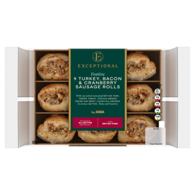 9 Festive Turkey, Bacon & Cranberry Sausage Rolls 423g thumbnail 2