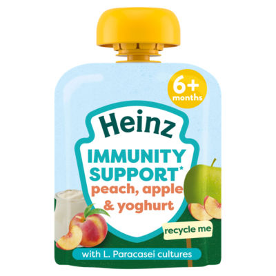 Baby Food Peach, Apple & Yoghurt Immunity Support Pouch 6+ Months 85g thumbnail 2