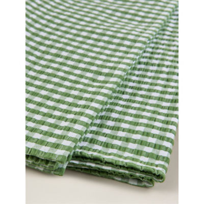 Green & White Gingham Seersucker Tablecloth thumbnail 3