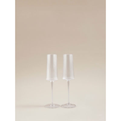 Clear Ribbed Champagne Flute Glass thumbnail 2