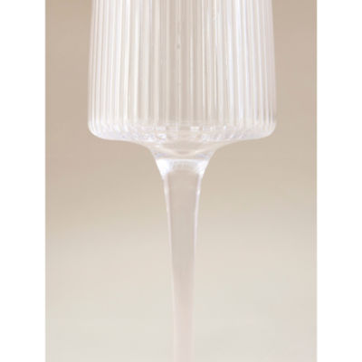 Clear Ribbed Champagne Flute Glass thumbnail 3