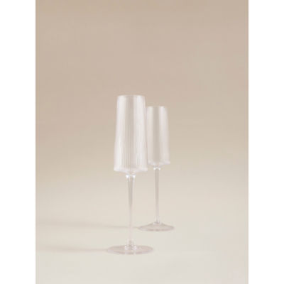 Clear Ribbed Champagne Flute Glass thumbnail 4