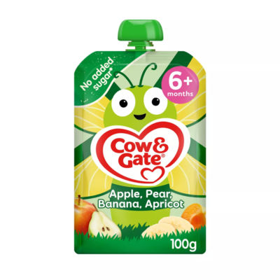 Cow & Gate Fruit Apple Pear Banana & Apricot Baby Pouch 4+ Months