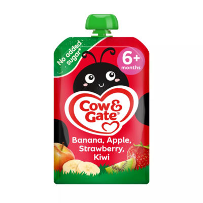 Cow & Gate Fruit Banana Apple Strawberry & Kiwi Baby Pouch 4+ Months
