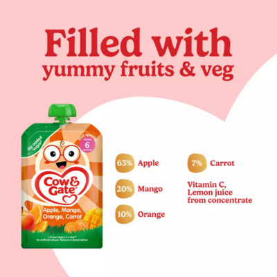Fruit Pouch Apple Mango Orange & Carrot Baby Food Snack, 6+ Months, 100g thumbnail 4