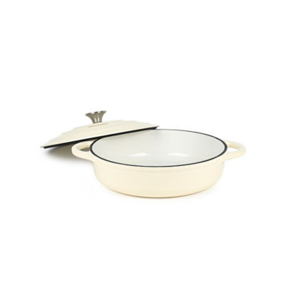 Cream Enamelled Cast Iron Casserole Dish - 28cm thumbnail 3