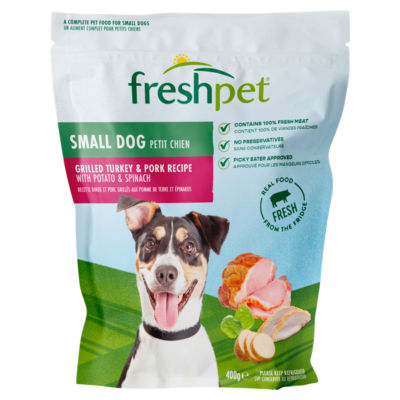 Small Dog Grilled Turkey & Pork Recipe with Potato & Spinach Fresh Dog Food 400g Bag thumbnail 2
