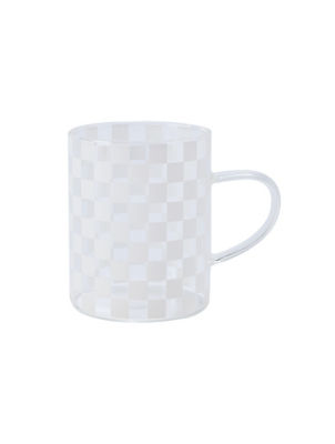 White Checkerboard Glass Mug
