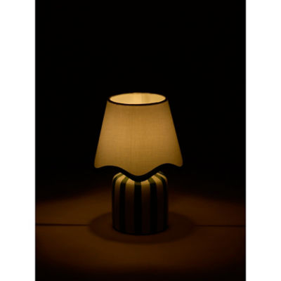 Green & White Stripe Battery Scallop Shade Lamp thumbnail 4