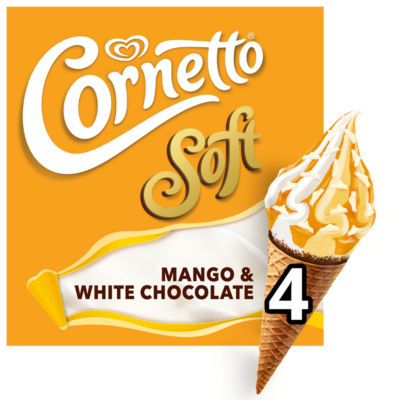 Soft Mango & White Chocolate Ice Cream Cones 4x 140 ml thumbnail 2
