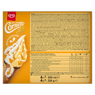 Soft Mango & White Chocolate Ice Cream Cones 4x 140 ml thumbnail 3