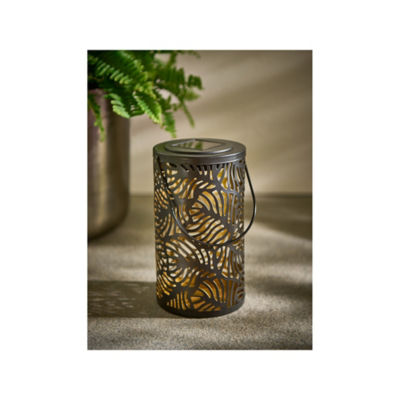 Gold-Tone Solar Laser Cut Table Lantern With Leaf Print thumbnail 3