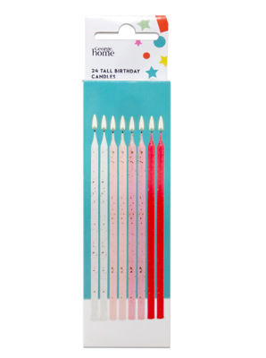 Tall Candles Pink Mix 24Pk