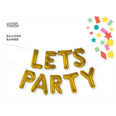 Gold Lets Party Foil Balloon Banner