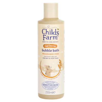OatDerma Bubble Bath 250ml, Fragrance Free, Sensitive Skin, Baby Kids Hydrating Formula