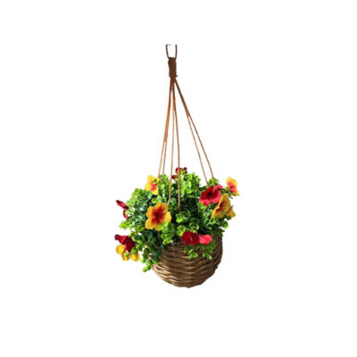 Brown Willow Rope Hanging Basket With Chains
