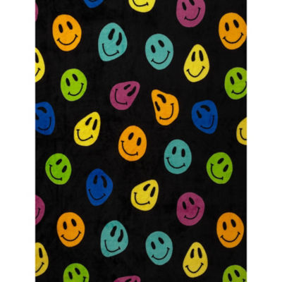 Checkerboard Smiley Fleece Blanket - 120cm x 150cm thumbnail 3