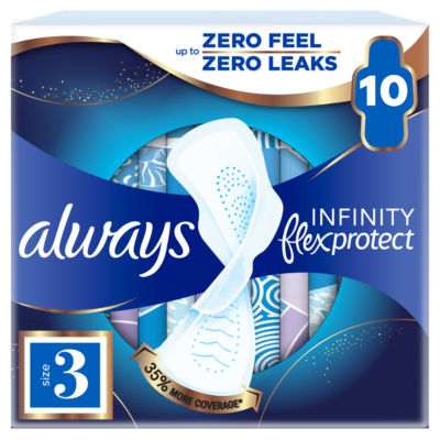 Infinity FlexProtect Sanitary Towels Night (Size 3) With Wings 10 Pads