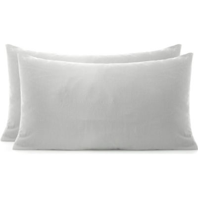 Grey Brushed Cotton Plain Pillowcase Pair