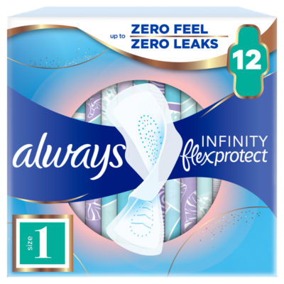 Infinity FlexProtect Sanitary Towels Normal (Size 1) With Wings 12 Pads