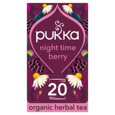 Organic Night Time Berry Herbal Tea 20 Home Compostable Sleep Tea Bags thumbnail 2