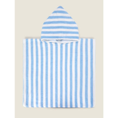 Blue Stripe Cotton Poncho Small