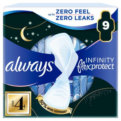 FlexProtect Sanitary Towels Night Extra (Size 4) with Wings 9 Pads