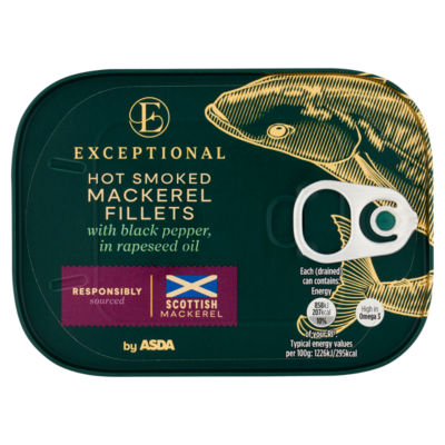 Exceptional by  Hot Smoked Mackerel Fillets with Black Pepper, in Rapeseed Oil 110g