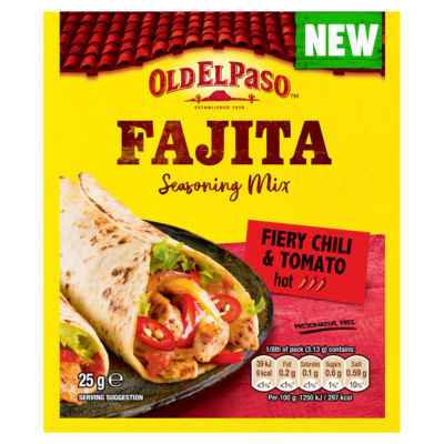 Old El Paso Mix Fiery Chili & Tomato Hot Fajita Seasoning 25g