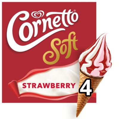 Soft Strawberry & Vanilla Ice Cream Cones 4 x 140ml thumbnail 2