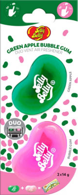 Jelly Belly Duo Vent Car Air Freshener 2 Pack - Green Apple Bubble Gum