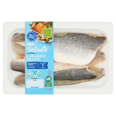 4 Delicate Sea Bass Fillets 360g