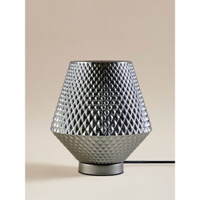 Silver-Tone Diamond Glass Table Lamp thumbnail 2