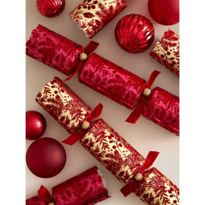 Red & Gold-Tone Deluxe Christmas Crackers - Set of 6 thumbnail 3
