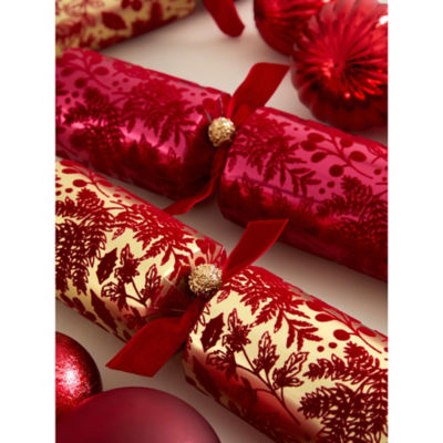 Red & Gold-Tone Deluxe Christmas Crackers - Set of 6 thumbnail 4