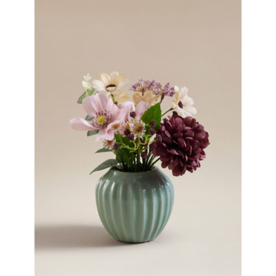 Artificial Mixed Floral In Green Ceramic Pot