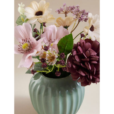 Artificial Mixed Floral In Green Ceramic Pot thumbnail 3