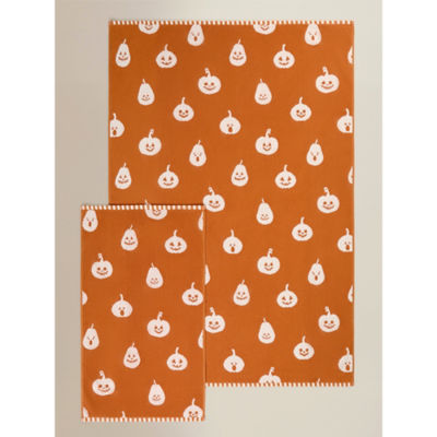 Orange Halloween Pumpkin Faces Cotton Towel Range
