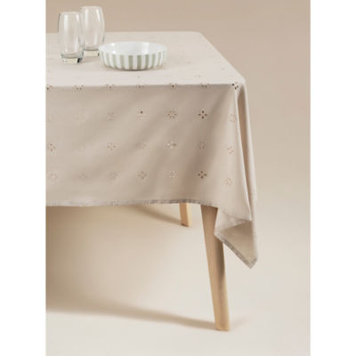 Cream Cotton Broderie Tablecloth thumbnail 2