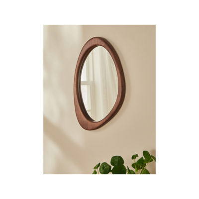 Natural Brown Organic-Shape Wood Frame Mirror