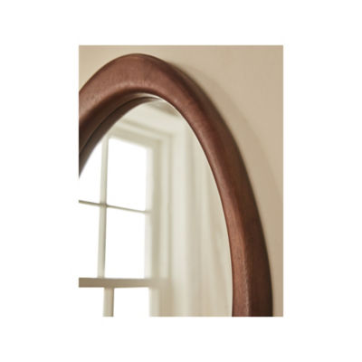 Natural Brown Organic-Shape Wood Frame Mirror thumbnail 3